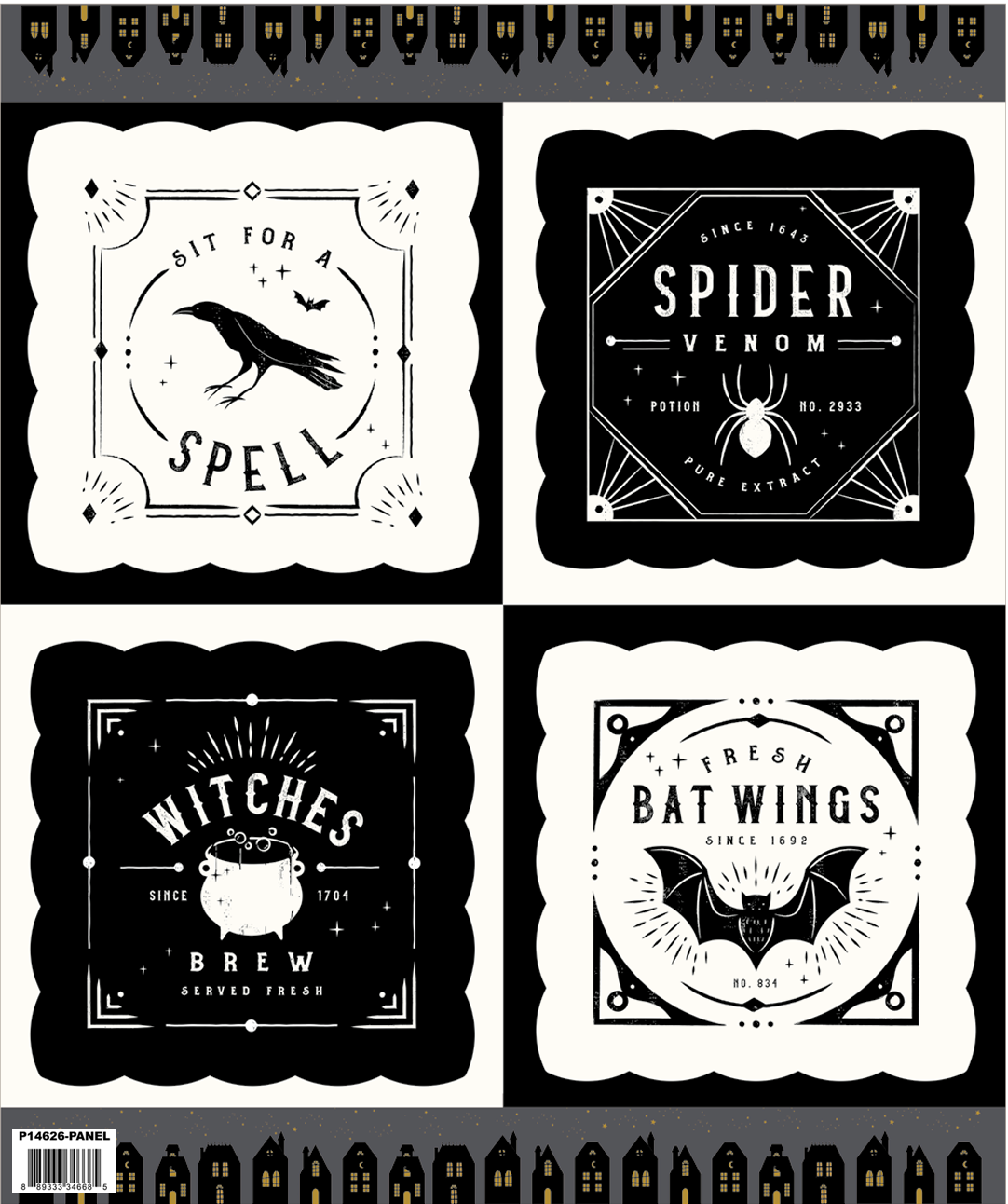 Sophisticated Halloween Pillows, Fabric Project Panel 36"x43" from Riley Blake Designs