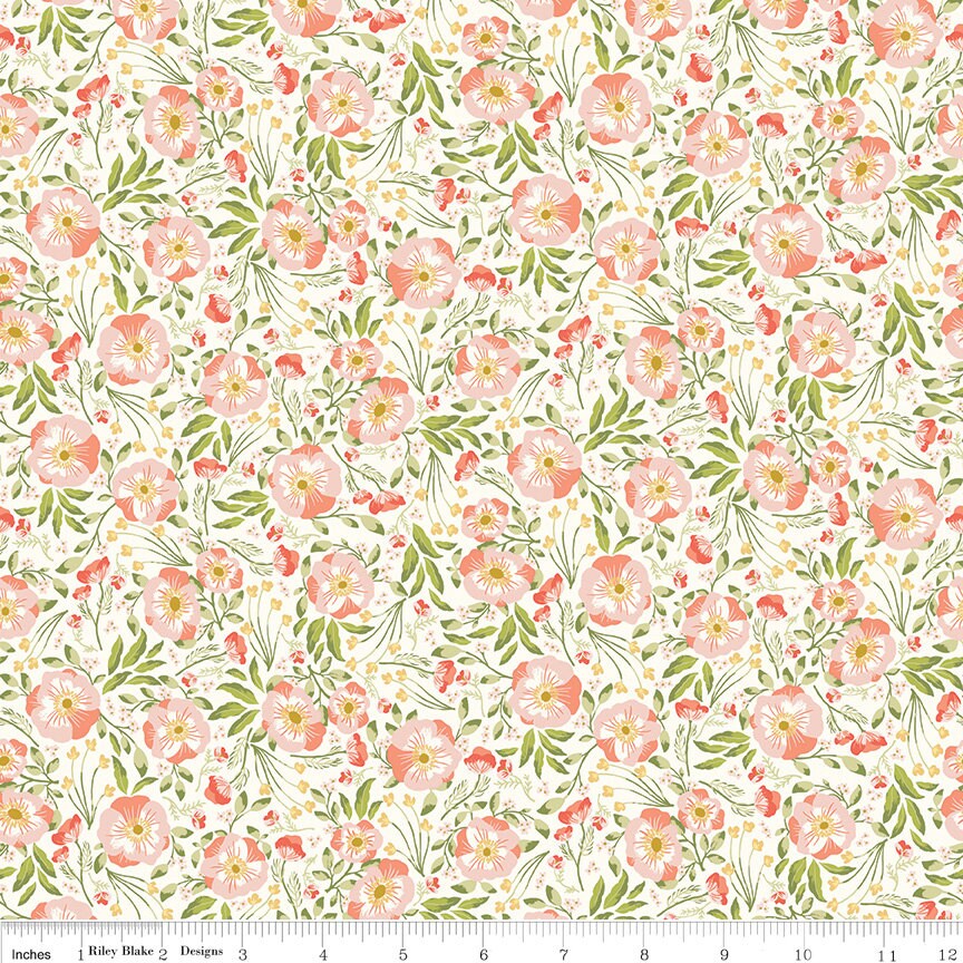 Clearance - 1/2 Yard Flat Fold - Honeycomb Hill by the Yard Quilting Cotton features florals, beehives, bees, honeycombs, and gingham