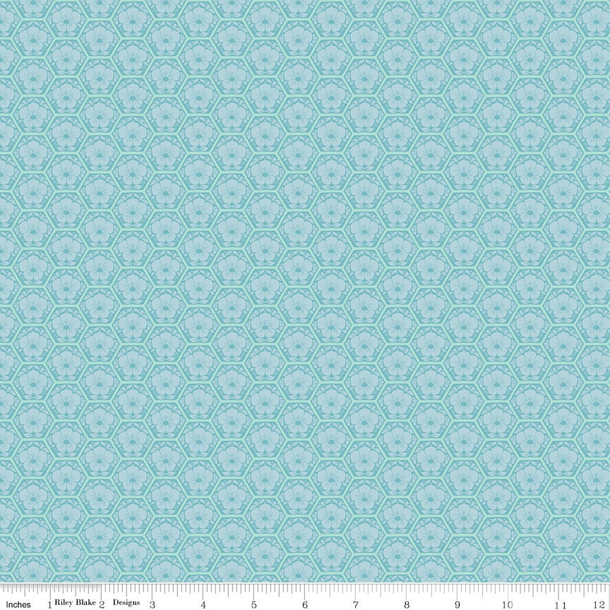 Clearance - 1/2 Yard Flat Fold - Honeycomb Hill by the Yard Quilting Cotton features florals, beehives, bees, honeycombs, and gingham