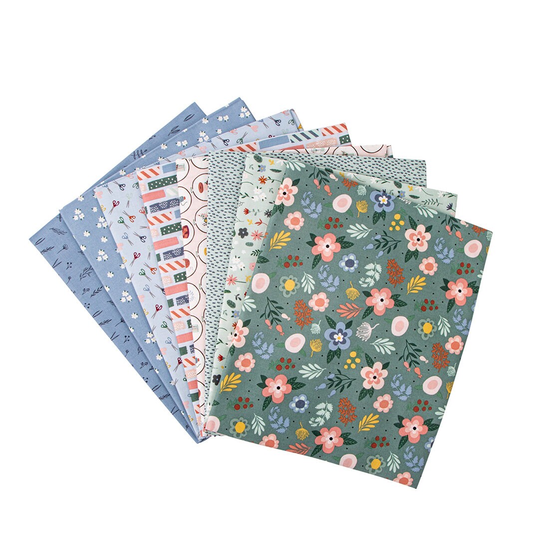 Clearance - 1/2 Yard Flat Fold - Let's Create by the yard Quilting Cotton features modern playful colors, florals, maker icons