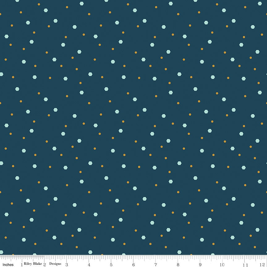 Clearance - 1/2 Yard Flat Fold - Honeycomb Hill by the Yard Quilting Cotton features florals, beehives, bees, honeycombs, and gingham