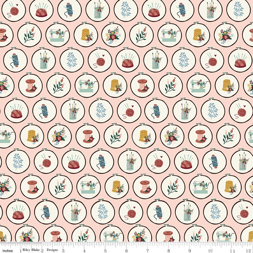 Clearance - 1/2 Yard Flat Fold - Let's Create by the yard Quilting Cotton features modern playful colors, florals, maker icons