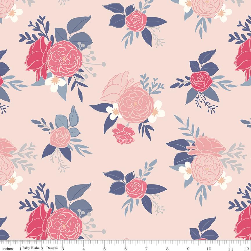 Clearance - 1/2 Yard Flat Fold - South Hill Blush Collection Quilting Cotton by Fran Gulick, Riley Blake Designs