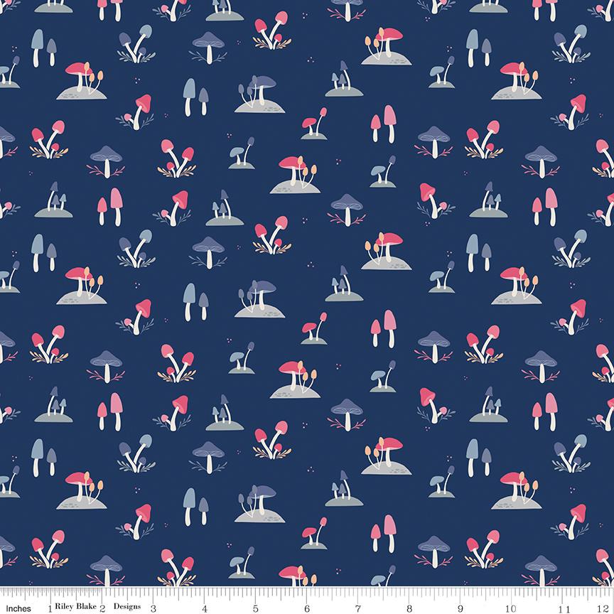 Clearance - 1/2 Yard Flat Fold - South Hill Navy Collection Quilting Cotton by Fran Gulick, Riley Blake Designs