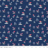 Clearance - 1/2 Yard Flat Fold - South Hill Navy Collection Quilting Cotton by Fran Gulick, Riley Blake Designs