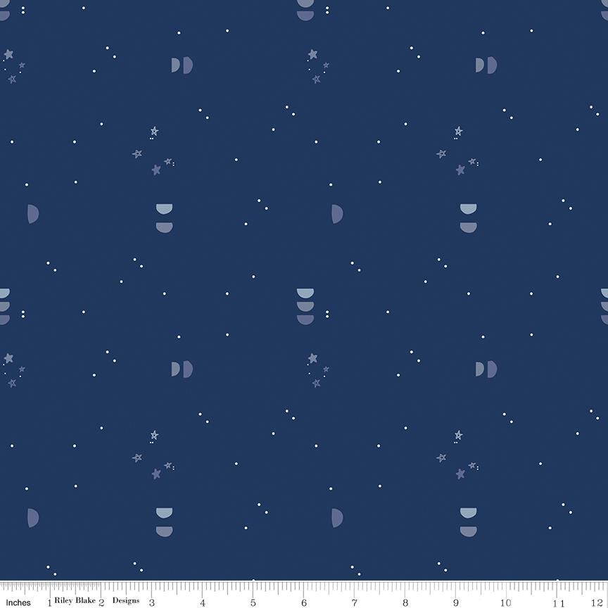 Clearance - 1/2 Yard Flat Fold - South Hill Navy Collection Quilting Cotton by Fran Gulick, Riley Blake Designs
