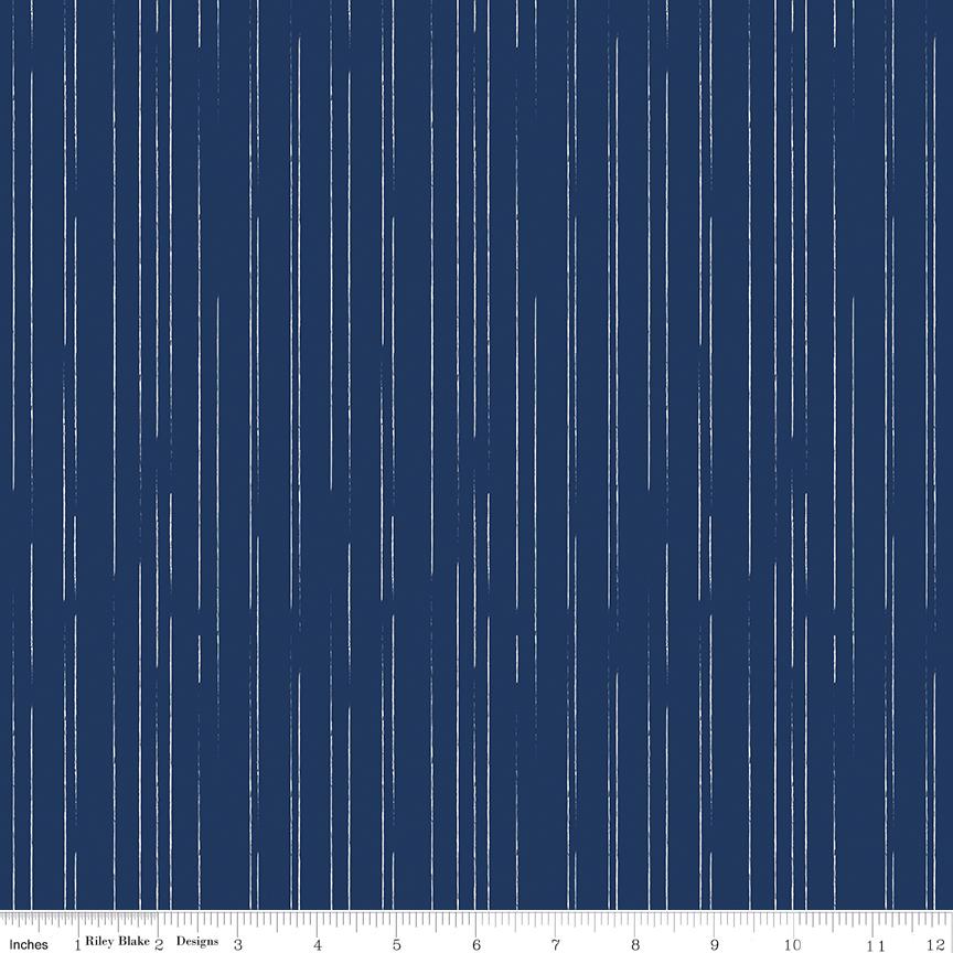 Clearance - 1/2 Yard Flat Fold - South Hill Navy Collection Quilting Cotton by Fran Gulick, Riley Blake Designs