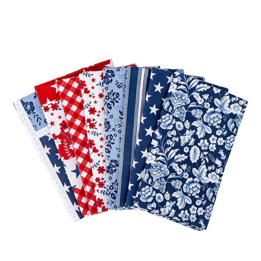 1/2 Yard Flat Fold, Cornflower Blue Main Print Designer Quilting Cotton by Freedom Garden for Riley Blake Designs