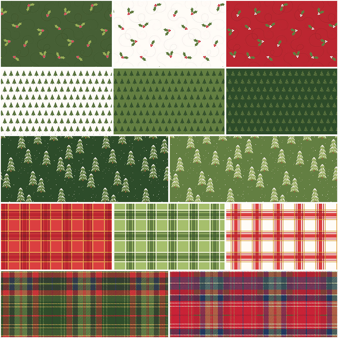 More Christmas Wishes: White Plaid Fabric, 1/2 Yard Flat Fold, Designer Quilting Cotton from Riley Blake Designs