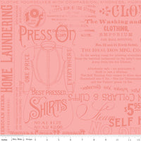 Press On: Pressing Matters - Pink with Iron Themed Text and Icons - 1/2 Yard Flat Fold - by J. Wecker Frisch for Riley Blake Designs