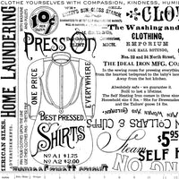 Press On: Pressing Matters - White with Iron Themed Text and Icons - 1/2 Yard Flat Fold - by J. Wecker Frisch for Riley Blake Designs