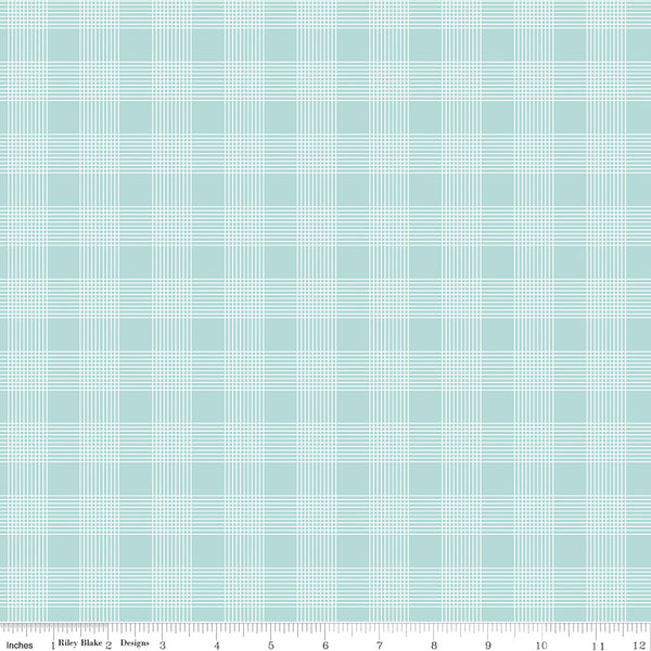 Press On: Pinstripe Plaid -Aqua - 1/2 Yard Flat Fold - by J. Wecker Frisch for Riley Blake Designs