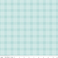 Press On: Pinstripe Plaid -Aqua - 1/2 Yard Flat Fold - by J. Wecker Frisch for Riley Blake Designs