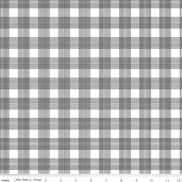 Press On: Pinstripe Plaid - Black - 1/2 Yard Flat Fold - by J. Wecker Frisch for Riley Blake Designs