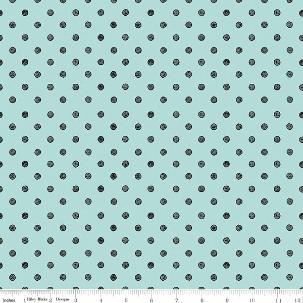 Press On: Ironing Board - Aqua with Blue Polka Dots - 1/2 Yard Flat Fold - by J. Wecker Frisch for Riley Blake Designs