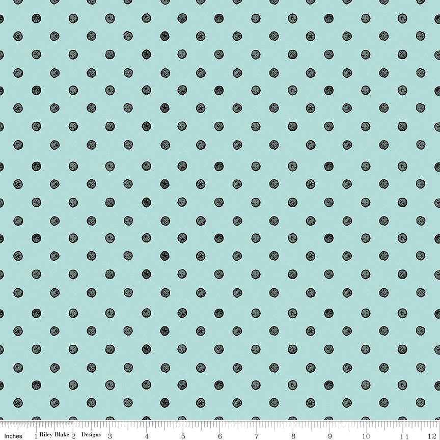 Press On: Ironing Board - Aqua with Blue Polka Dots - 1/2 Yard Flat Fold - by J. Wecker Frisch for Riley Blake Designs