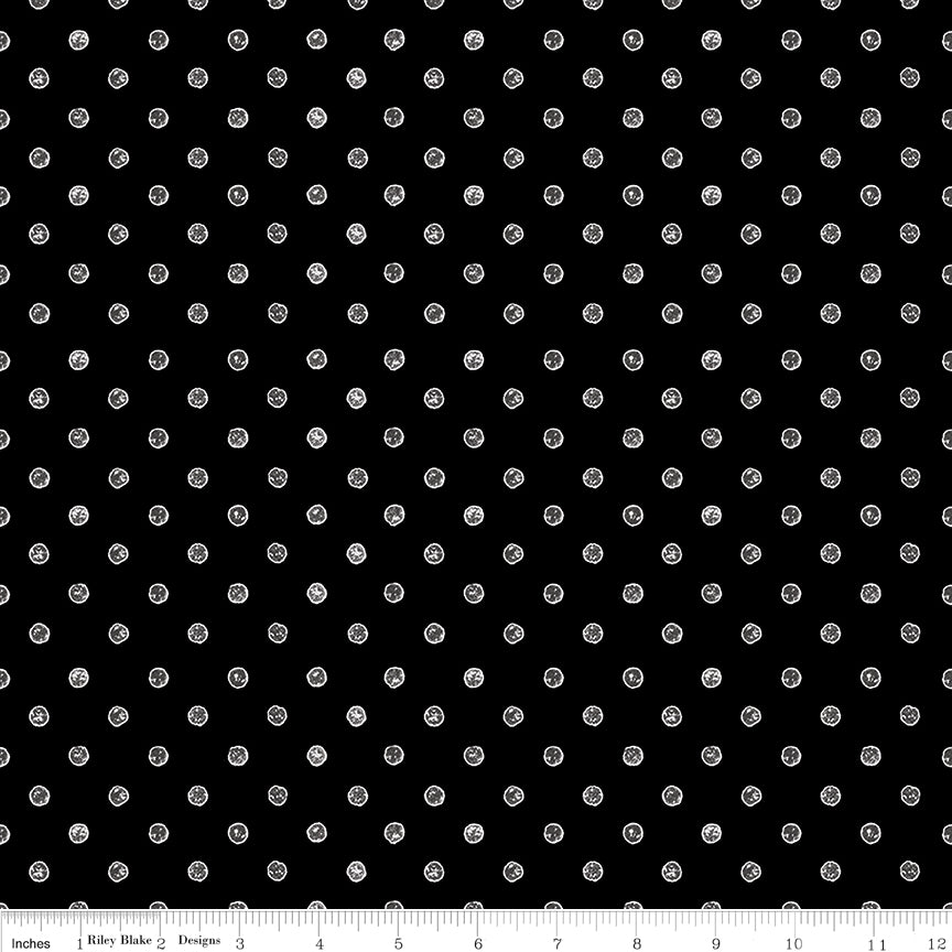 Press On: Ironing Board - Black with White Polka Dots - 1/2 Yard Flat Fold - by J. Wecker Frisch for Riley Blake Designs