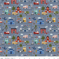 1/2 Yard Flat Fold Main Smoke Gray, It Takes a Village Designer Quilting Cotton by Jennifer Long for Riley Blake Designs