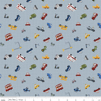 1/2 Yard Flat Fold Traffic Jam Gray, It Takes a Village Designer Quilting Cotton by Jennifer Long for Riley Blake Designs
