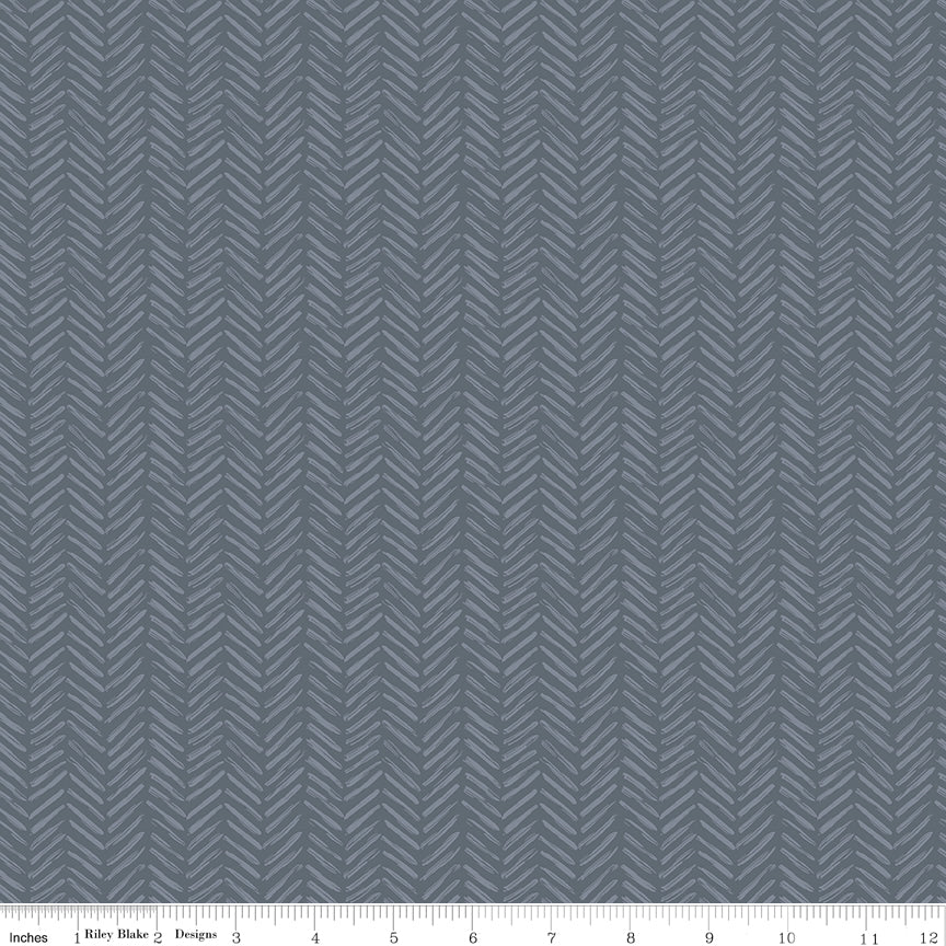 1/2 Yard Flat Fold Tread Marks Smoke Gray, It Takes a Village Designer Quilting Cotton by Jennifer Long for Riley Blake Designs