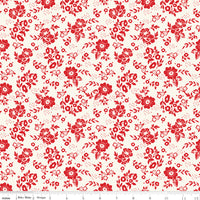 1/2 Yard Flat Fold, White Medium Floral Designer Quilting Cotton by Freedom Garden for Riley Blake Designs