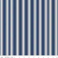1/2 Yard, Blue and White Stripes Designer Quilting Cotton by Freedom Garden for Riley Blake Designs