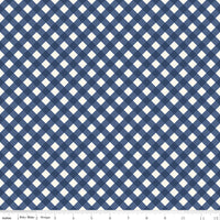 1/2 Yard, Blue Gingham Check Designer Quilting Cotton by Freedom Garden for Riley Blake Designs