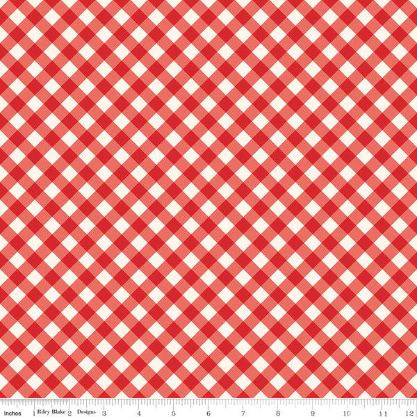 1/2 Yard Flat Fold, Red Gingham Check Designer Quilting Cotton by Freedom Garden for Riley Blake Designs
