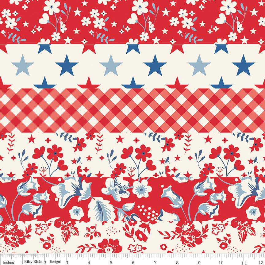 1/2 Yard Flat Fold, Cheater Print Designer Quilting Cotton by Freedom Garden for Riley Blake Designs