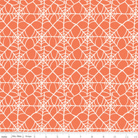 1/2 Yard Flat Fold, Hey Pumpkin Webs - Orange Spiderweb by Riley Blake Designs