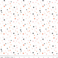 1/2 Yard Flat Fold, Hey Pumpkin Stars - White scattered stars by Riley Blake Designs