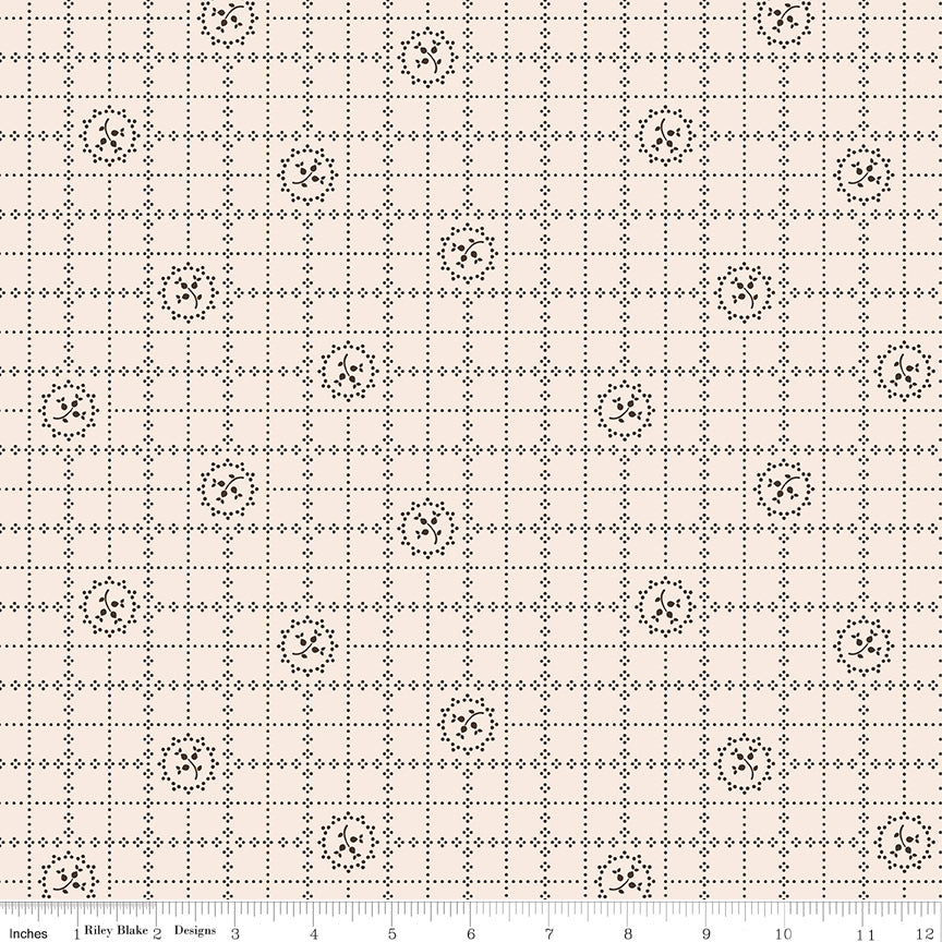 1/2 Yard - Gentler Times Raisin Delicate, Beige Quilting Cotton – Lori Holt for Riley Blake