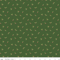 More Christmas Wishes: Green Holly Fabric, 1/2 Yard Flat Fold, Designer Quilting Cotton from Riley Blake Designs