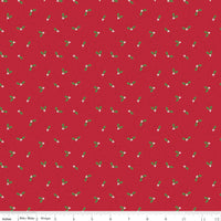 More Christmas Wishes: Red Holly Fabric, 1/2 Yard Flat Fold, Designer Quilting Cotton from Riley Blake Designs
