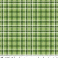 More Christmas Wishes: Green Plaid Fabric, 1/2 Yard Flat Fold, Designer Quilting Cotton from Riley Blake Designs
