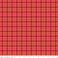 More Christmas Wishes: Red Plaid Fabric, 1/2 Yard Flat Fold, Designer Quilting Cotton from Riley Blake Designs
