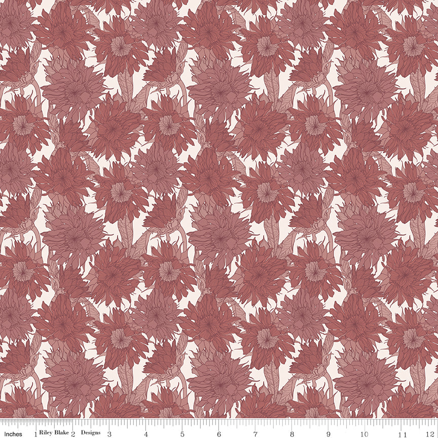 1/2 Yard Flat Fold - Evening on the Prairie Sunflower Dusty Rose