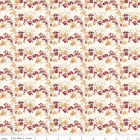 1/2 Yard Flat Fold - Evening on the Prairie Prairie Berries Cream, Designer Quilting Cotton