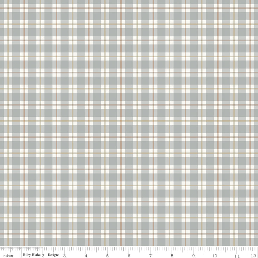 1/2 Yard Flat Fold - Evening on the Prairie Picnic Plaid Stone Gray