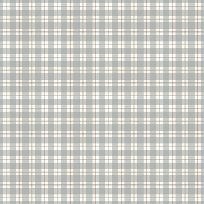 1/2 Yard Flat Fold - Evening on the Prairie Picnic Plaid Stone Gray