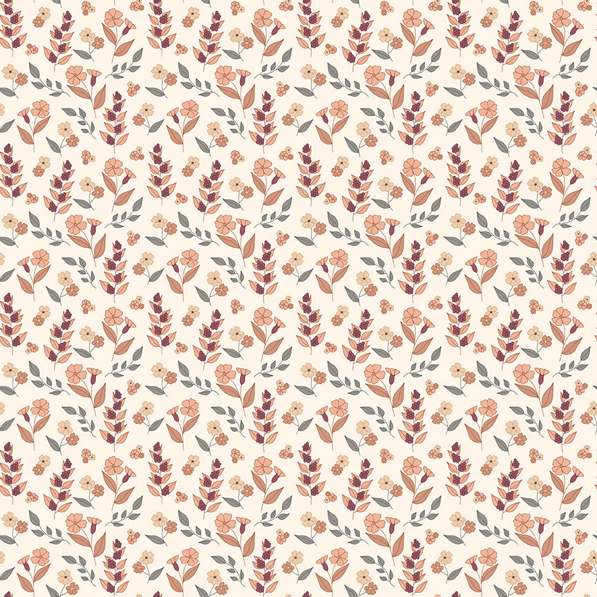 1/2 Yard Flat Fold - Evening on the Prairie Autumn Floral Cream