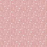 1/2 Yard Flat Fold - Evening on the Prairie Silhouette Floral Pink, Designer Quilting Cotton