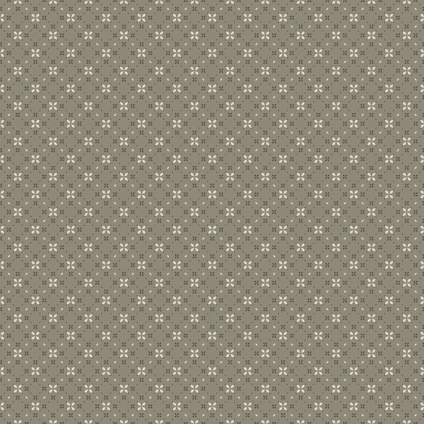 1/2 Yard Flat Fold - Evening on the Prairie Geo Floral Green, Designer Quilting Cotton