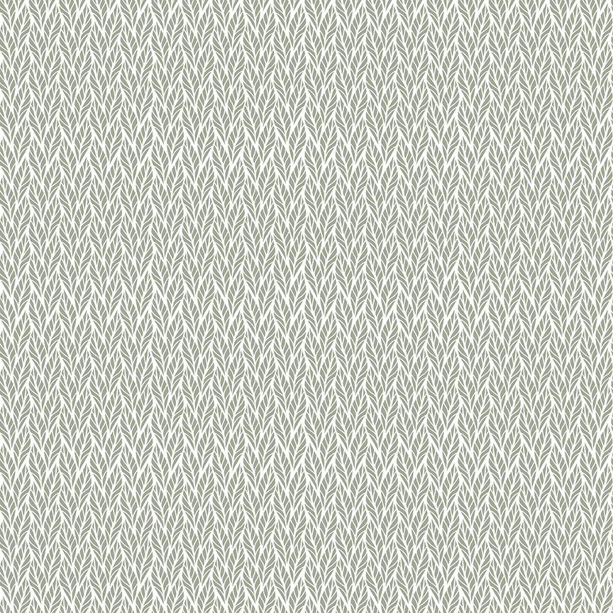 1/2 Yard Flat Fold - Evening on the Prairie Geo Leaves Green, Designer Quilting Cotton