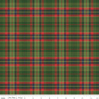 More Christmas Wishes: Green Multi-Plaid Fabric, 1/2 Yard Flat Fold, Designer Quilting Cotton from Riley Blake Designs