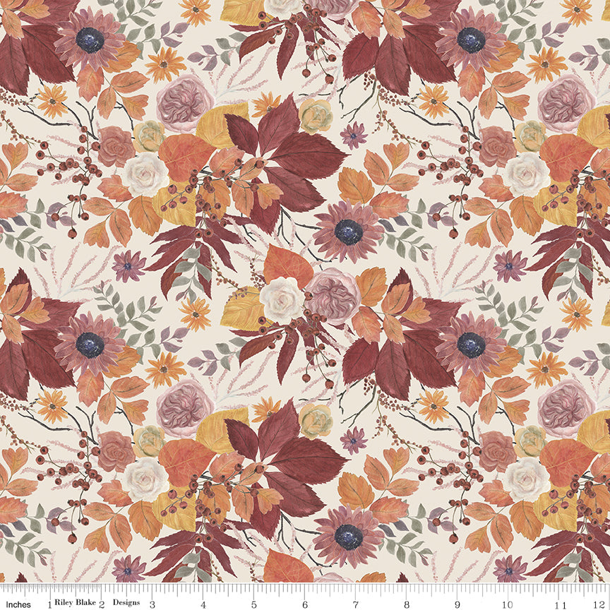 1/2 Yard Flat Fold - Evening on the Prairie Quilting Cotton - Main Print - Cream