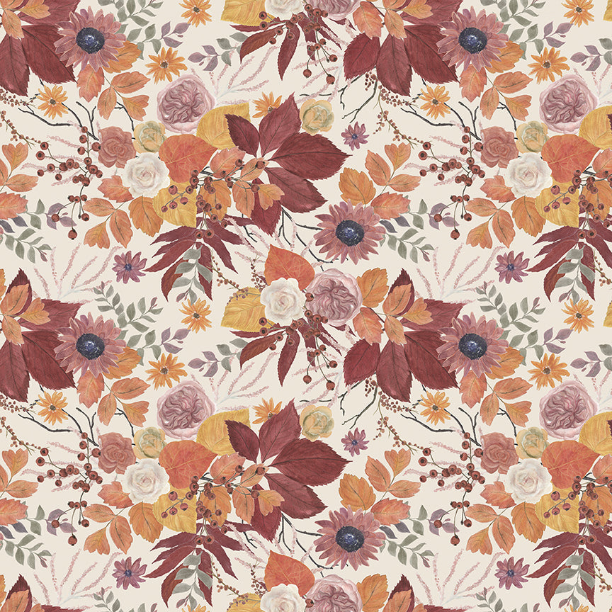 1/2 Yard Flat Fold - Evening on the Prairie Quilting Cotton - Main Print - Cream