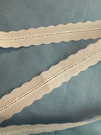 1/2 Yard - Swiss Baby Entredeux Insertion, White, 100% Cotton, Capitol Imports, Imported from Switzerland