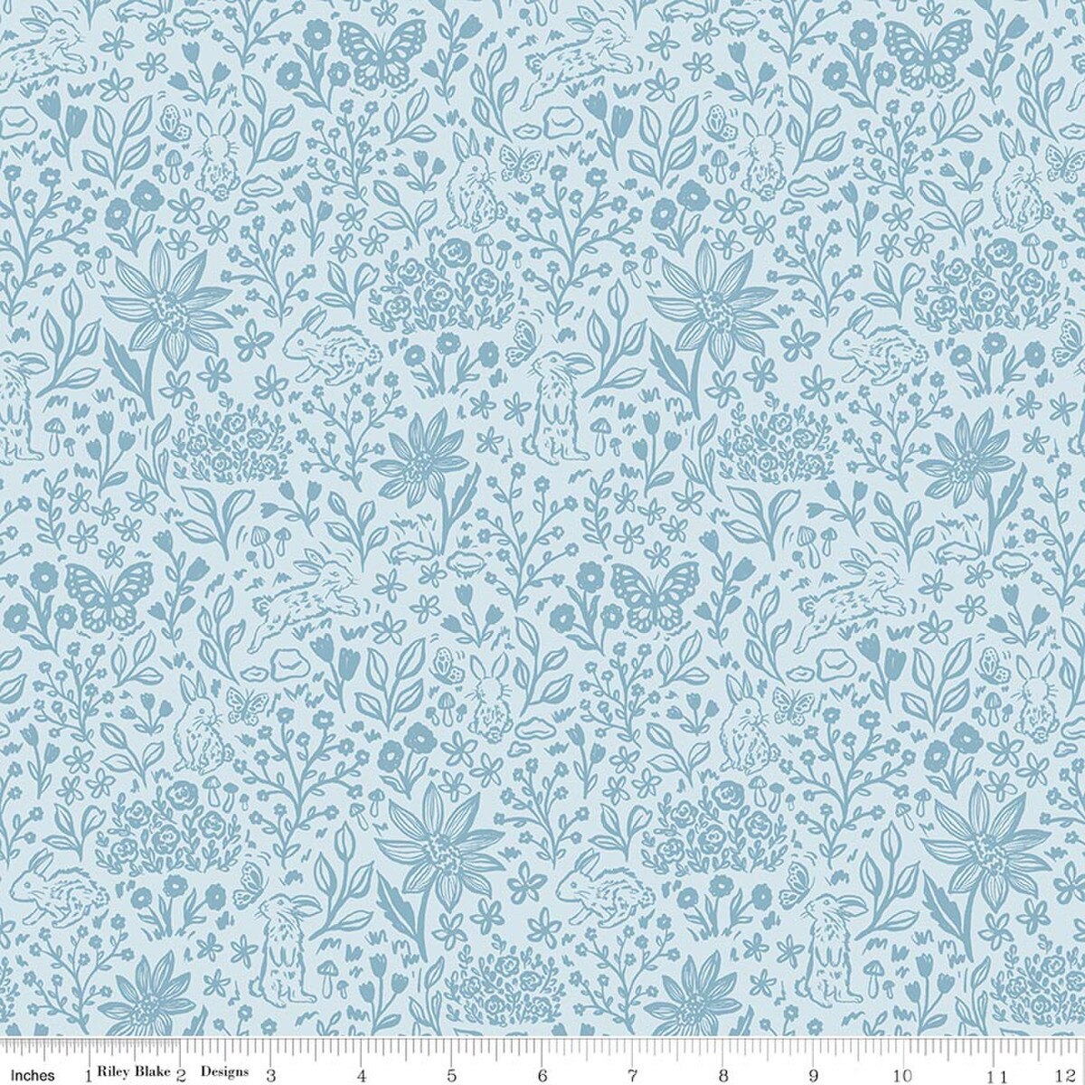 1/2 Yard - Sweet Cotton Tales Bunny Meadows Powder Blue Quilting Cotton – Riley Blake Designs (1/2 Yard)