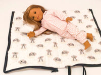 Gray Print/ Koala Flannel - American Girl 18 inch Doll Sleeping Bag with Pillow and Pillow Case